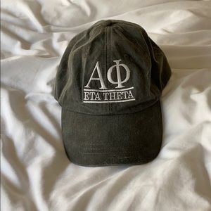 Gray and white alpha phi baseball hat